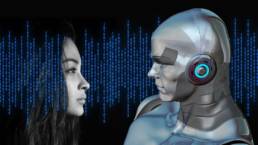 woman face and robot face